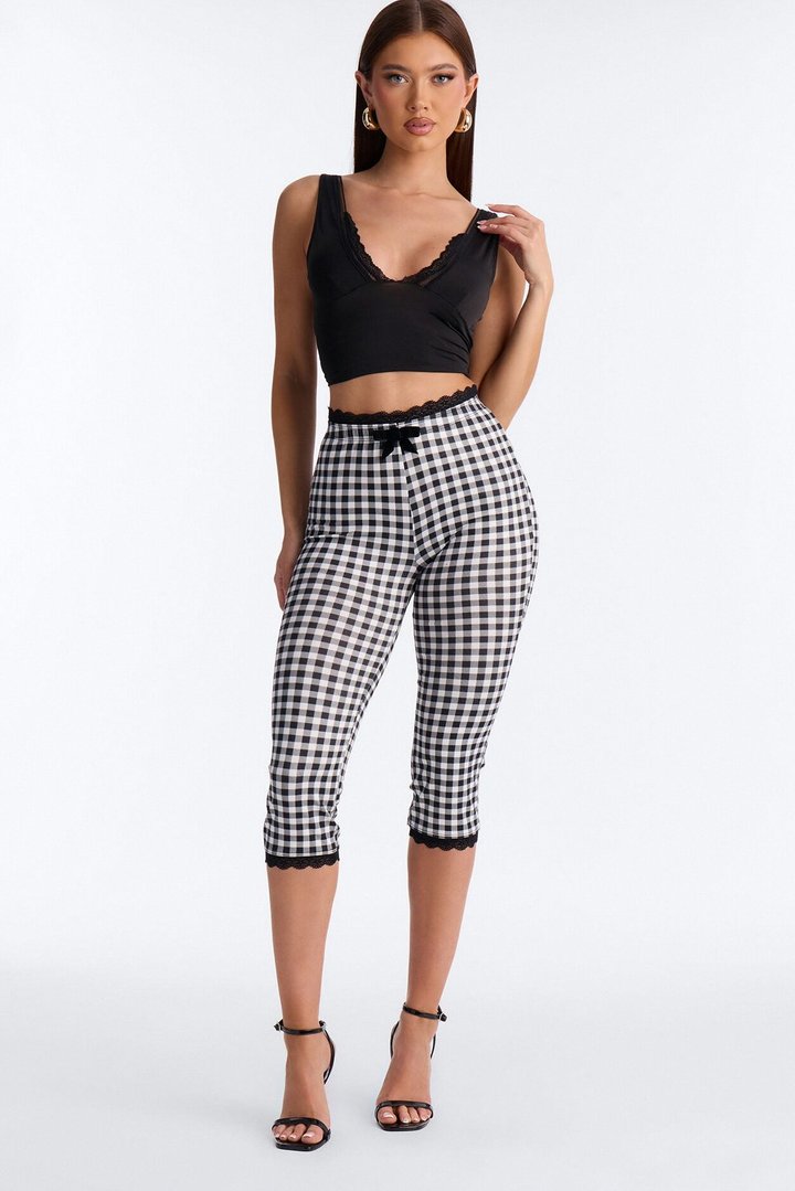 Florentina Lace Trim Capri Legging - Black/combo