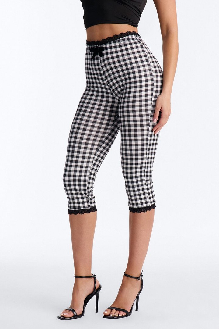 Florentina Lace Trim Capri Legging - Black/combo