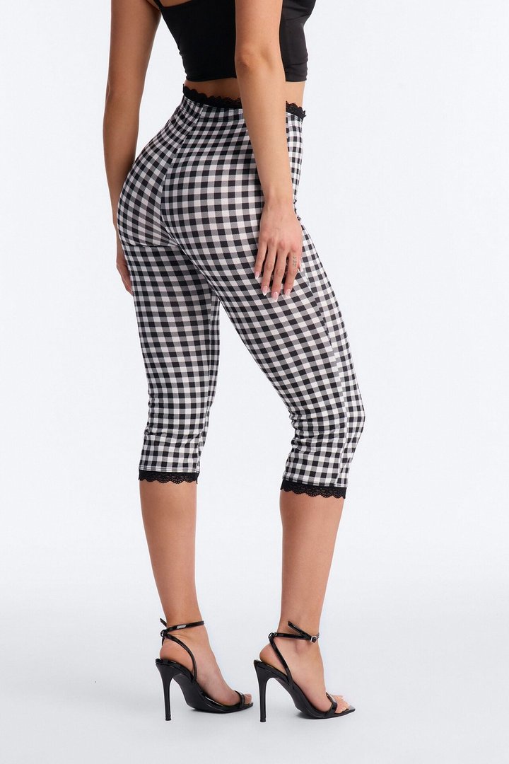Florentina Lace Trim Capri Legging - Black/combo