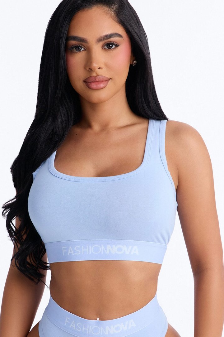 FN Mood Tank Bralette And Panty Set - Light Blue