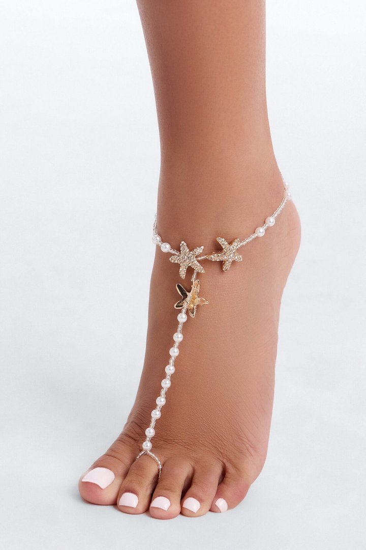 Shoreline Beauty Toe Chain Anklet - White