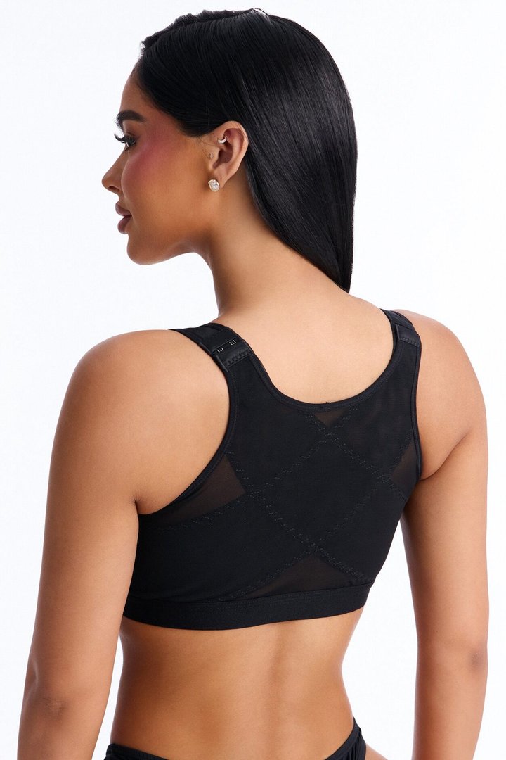 Front Close Wireless Posture Support Bra - Black