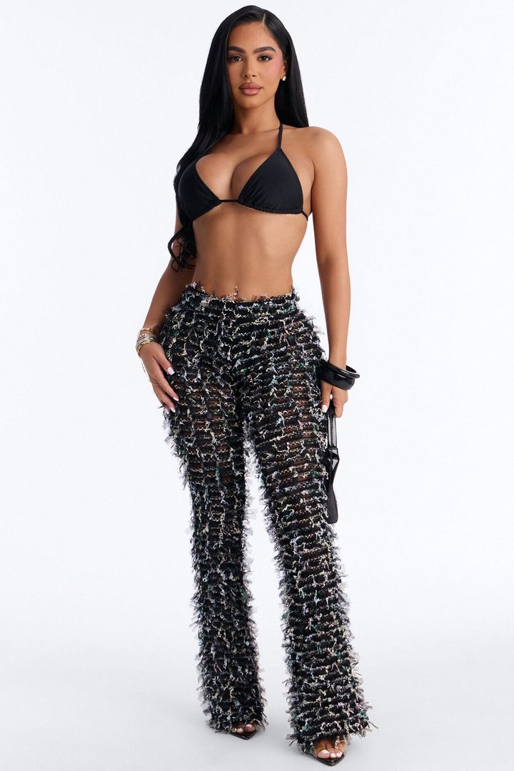Flocked Up Straight Leg Stretch Pant - Black