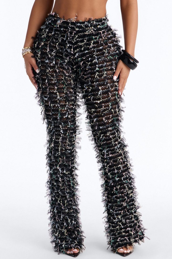 Flocked Up Straight Leg Stretch Pant - Black
