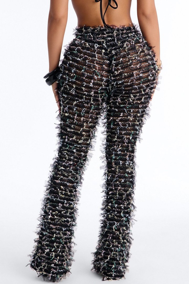 Flocked Up Straight Leg Stretch Pant - Black