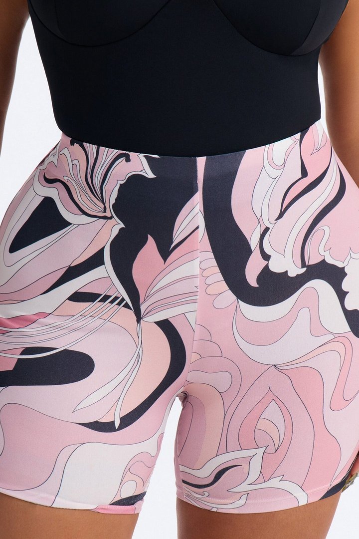 Tamara Abstract Biker Short - Pink/combo
