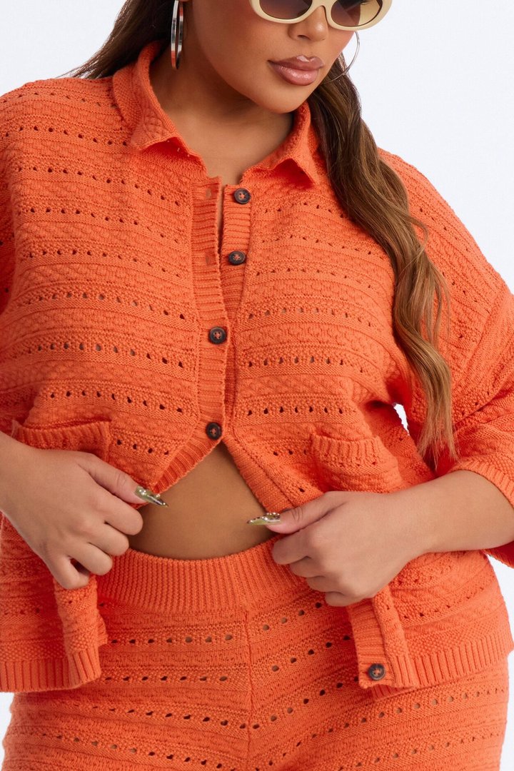 Free Spirit Crochet Short Set - Orange