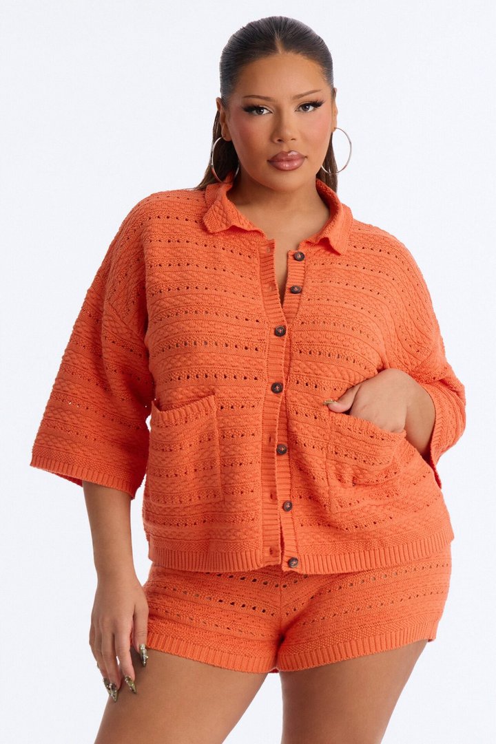 Free Spirit Crochet Short Set - Orange