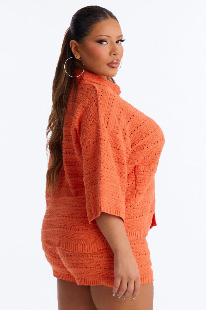 Free Spirit Crochet Short Set - Orange