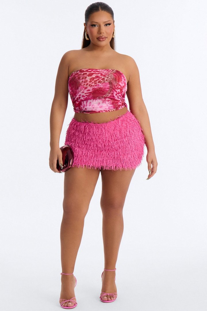 Zoey Textured Mid Rise Mini Skort - Pink