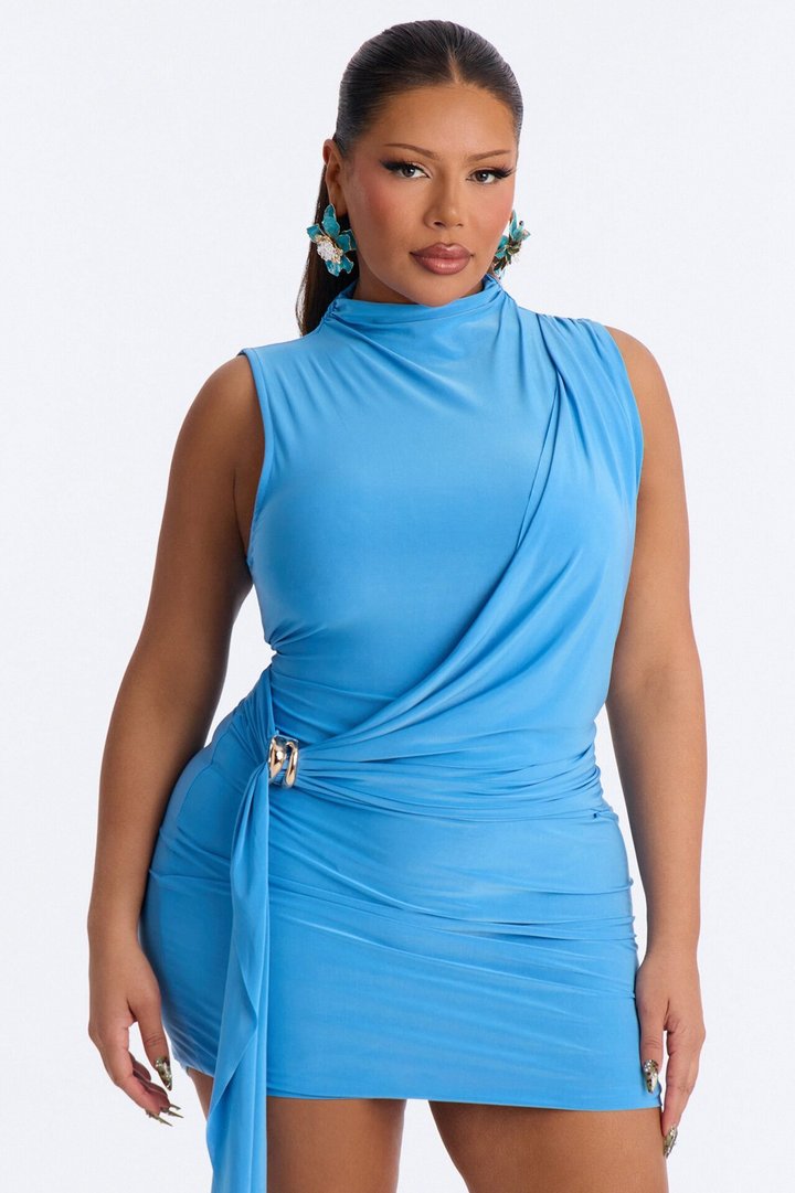 Lillian Sleeveless Mini Dress - Blue