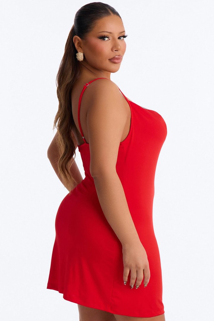 Georgina Cowl Neck Mini Dress - Red