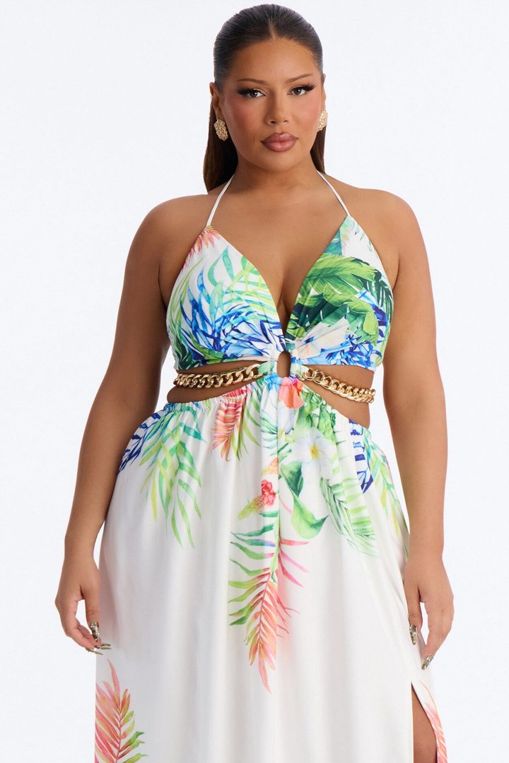 Sweet Like Me Halter Maxi Dress - White/combo