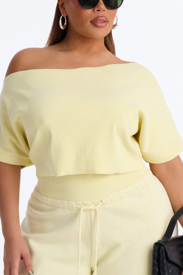 Mila Off Shoulder Top And Sweatpant Set - Yellow