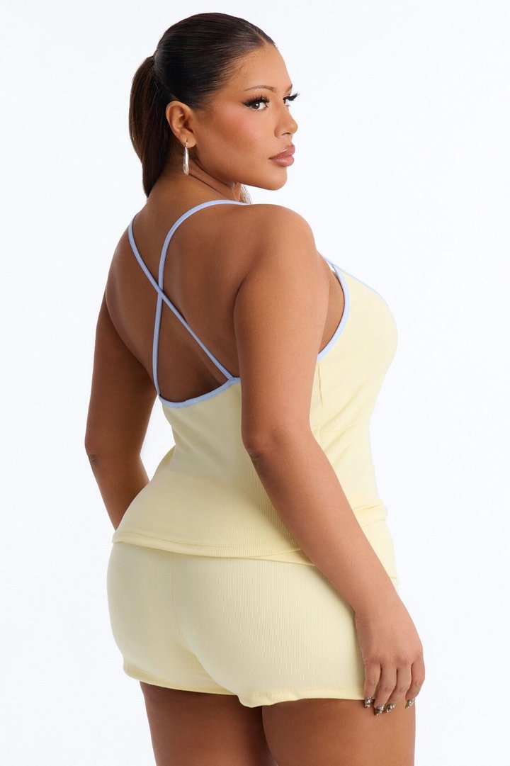 Cali Girl Foldover Waist Short Set - ButterYellow