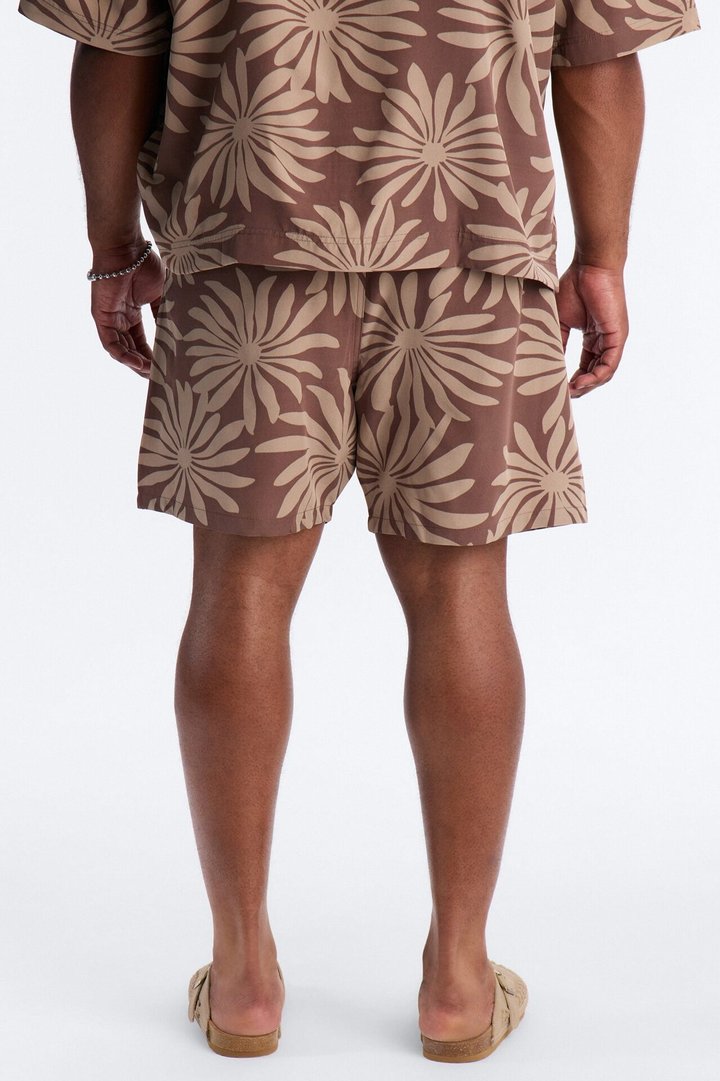 Tulum Bloom Swim Trunk 7″ - Brown