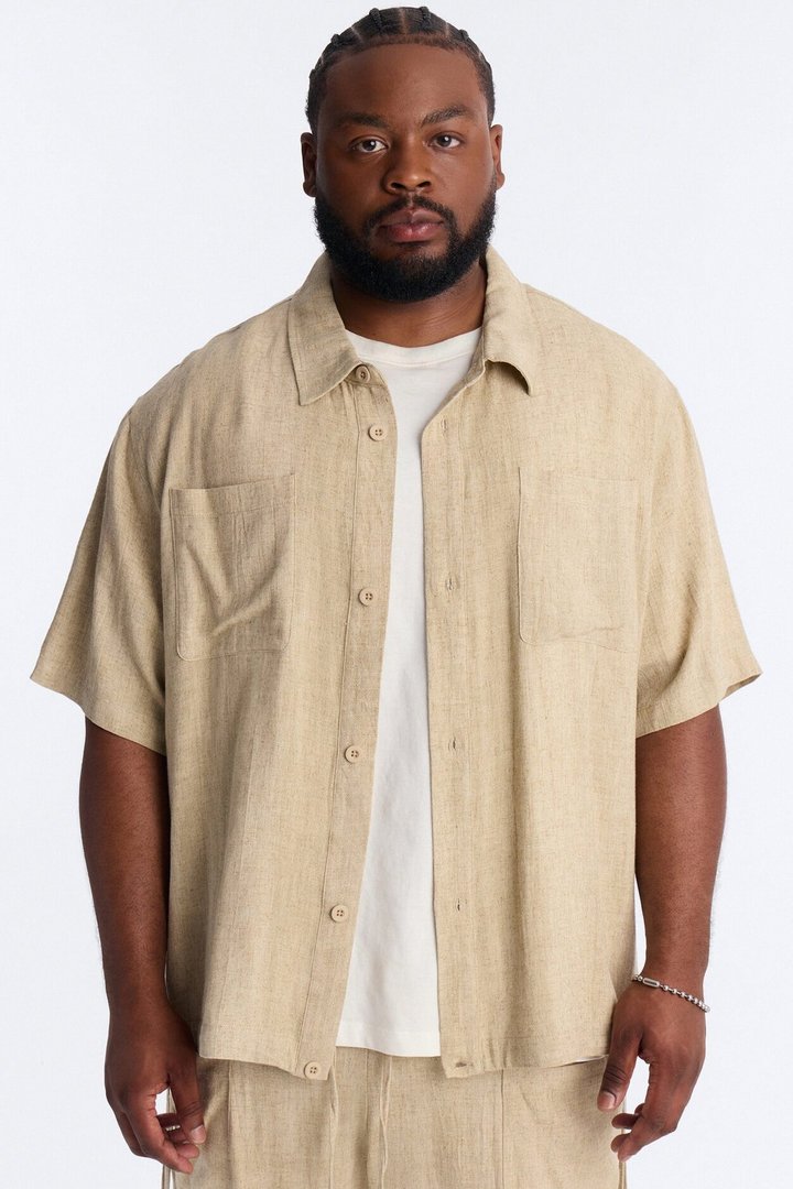 Relaxed Desert Oasis Button Up Shirt - Tan