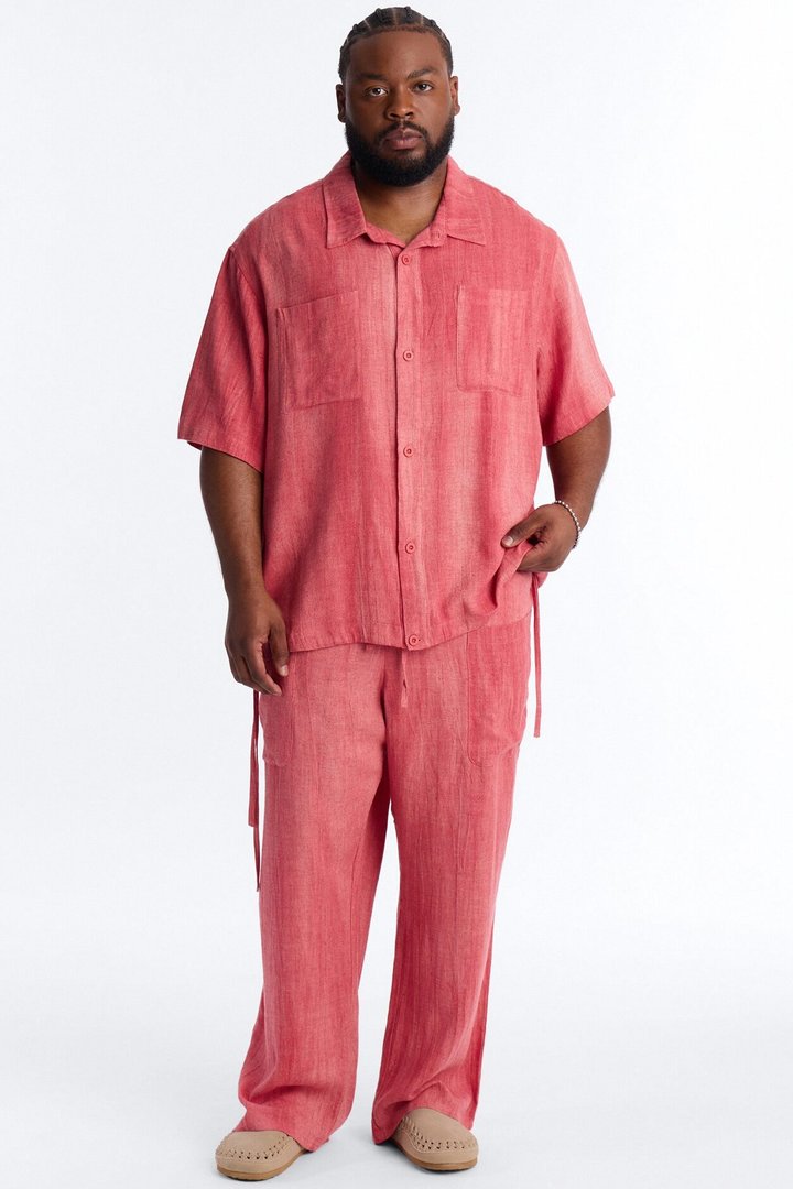 Relaxed Desert Oasis Button Up Shirt - Red