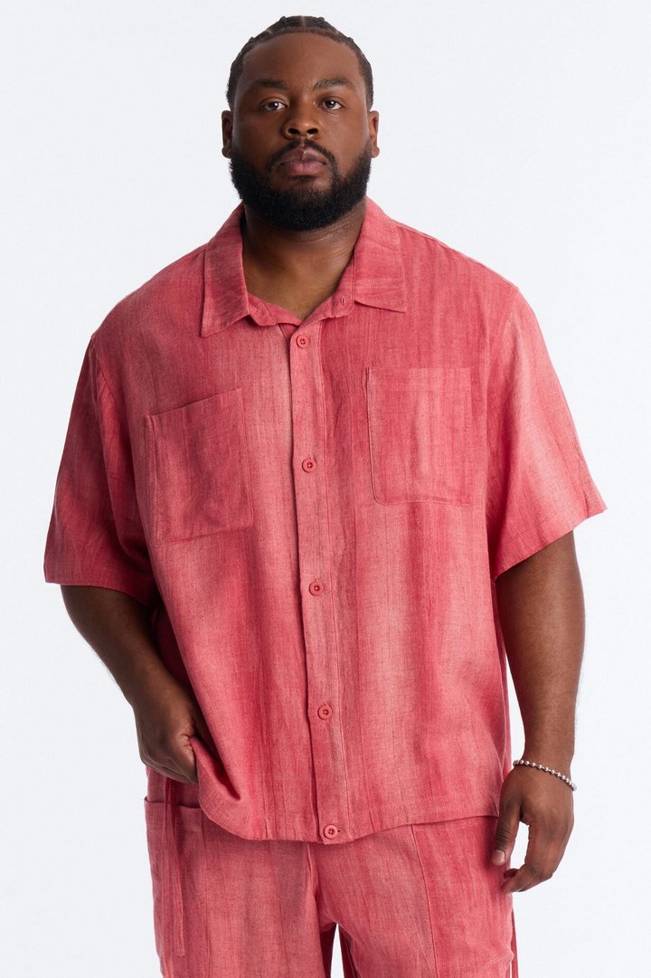 Relaxed Desert Oasis Button Up Shirt - Red