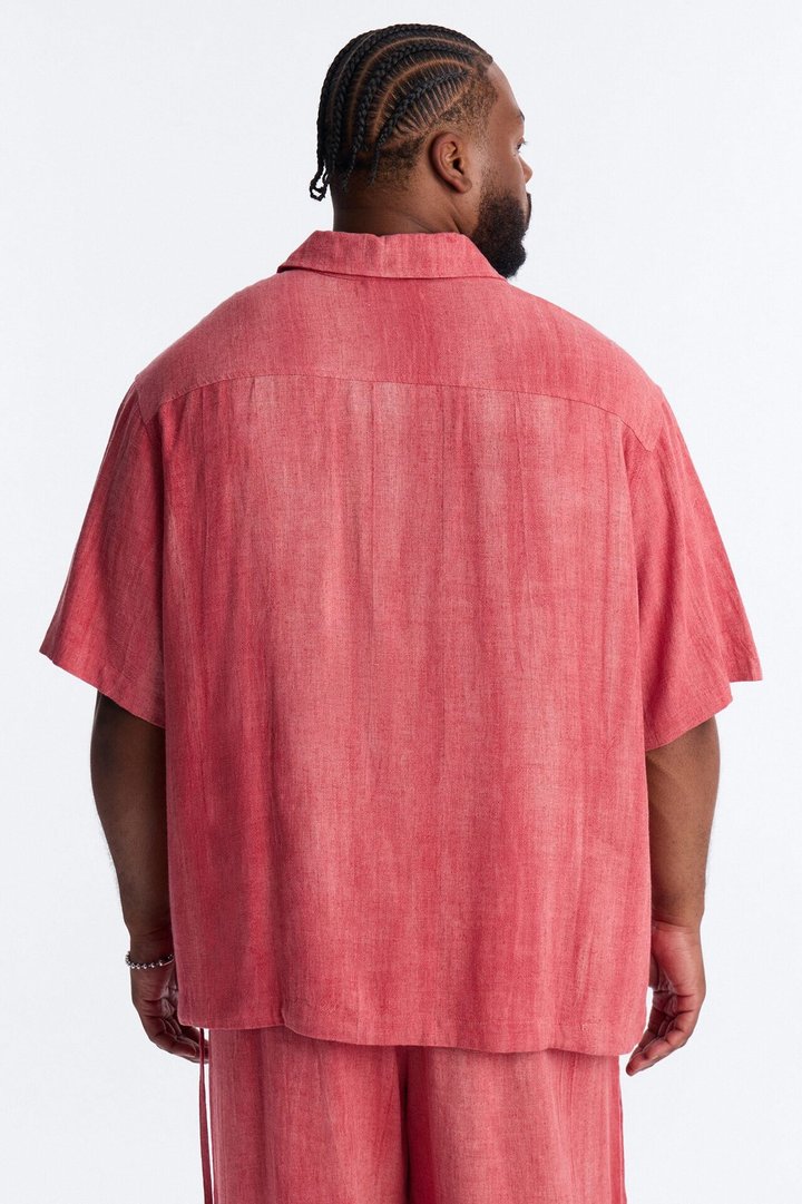 Relaxed Desert Oasis Button Up Shirt - Red