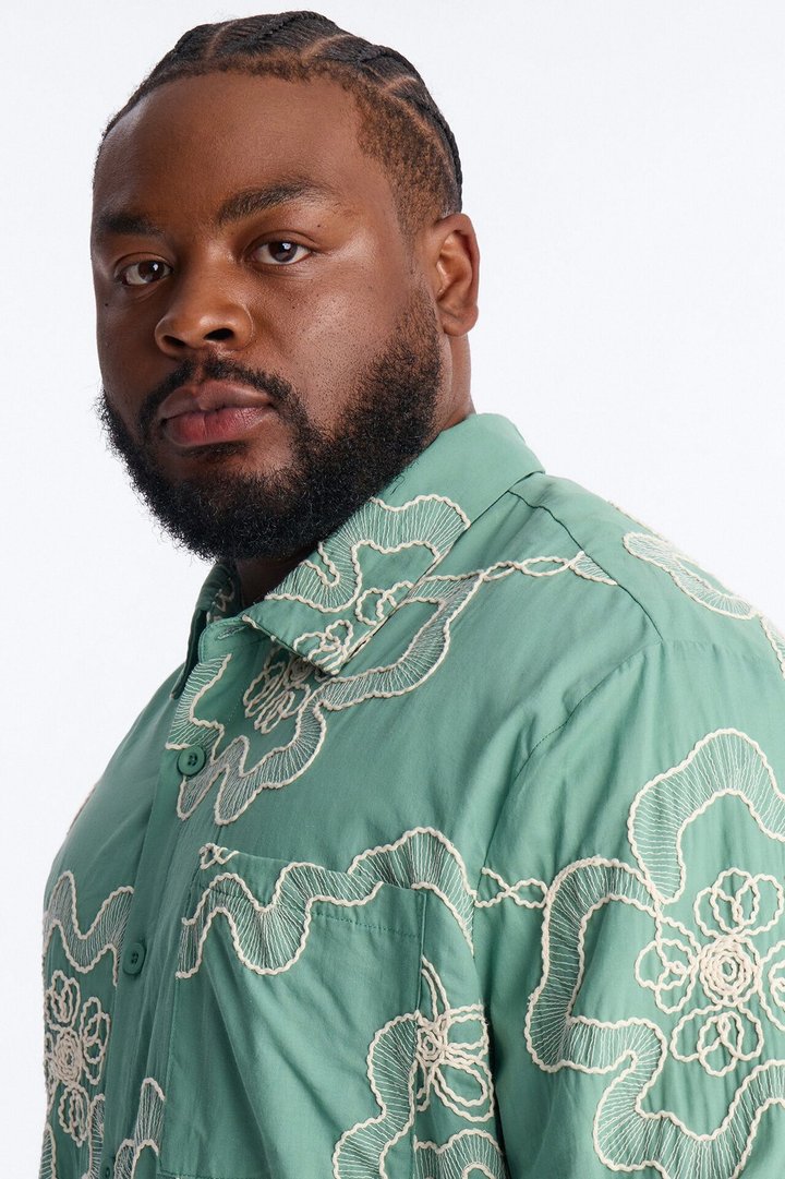 Fleur Entwine Long Sleeve Button Up Shirt - Mint