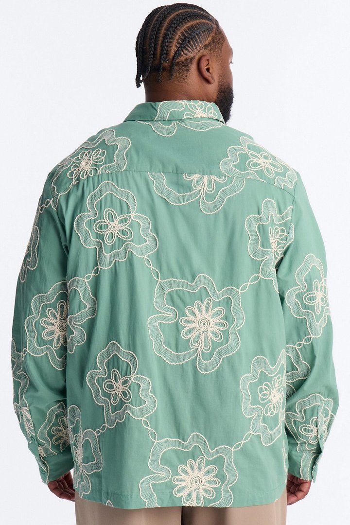 Fleur Entwine Long Sleeve Button Up Shirt - Mint