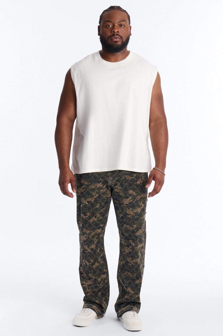Stacked Slim Flare Rhinestone Hatch Jean - Camouflage
