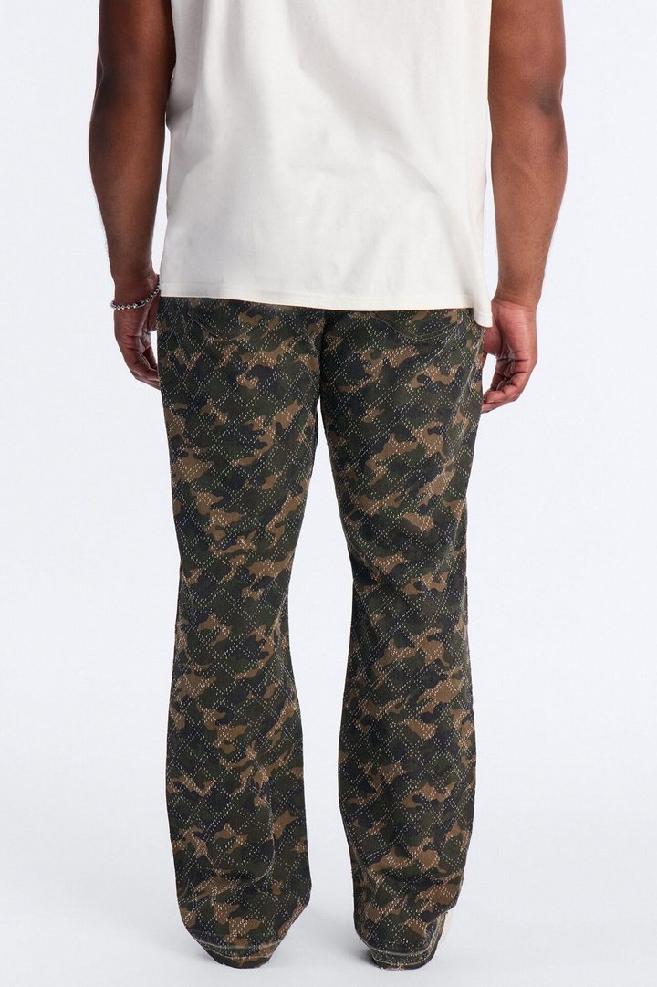 Stacked Slim Flare Rhinestone Hatch Jean - Camouflage