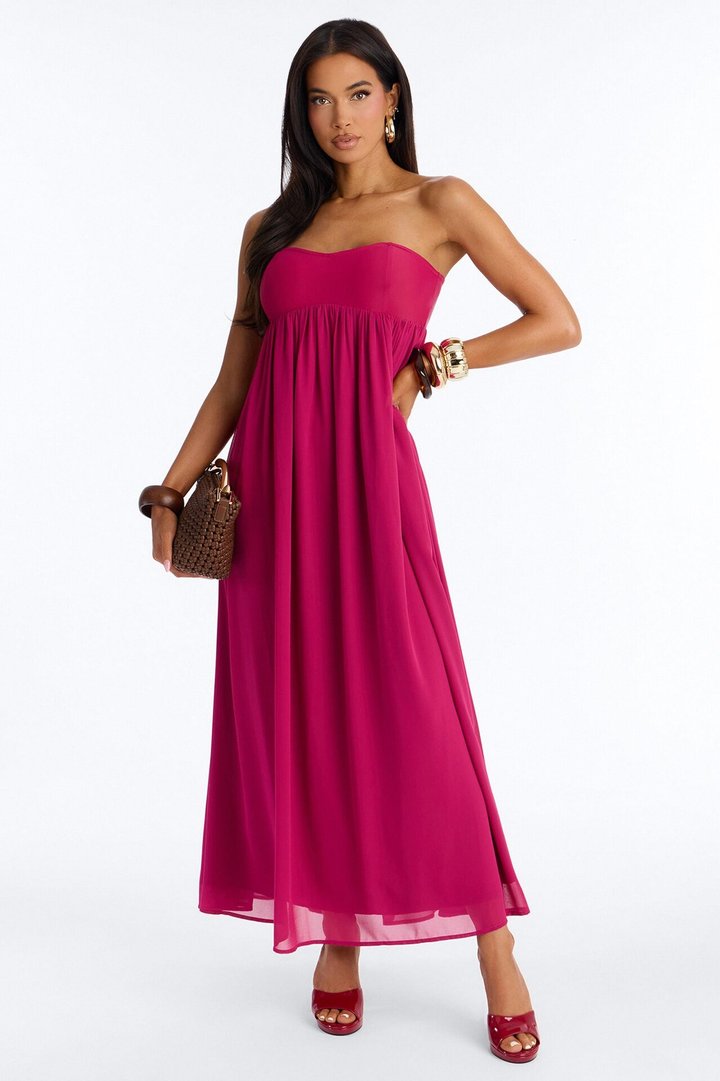 She's Effortless Chiffon Maxi Dress - Magenta