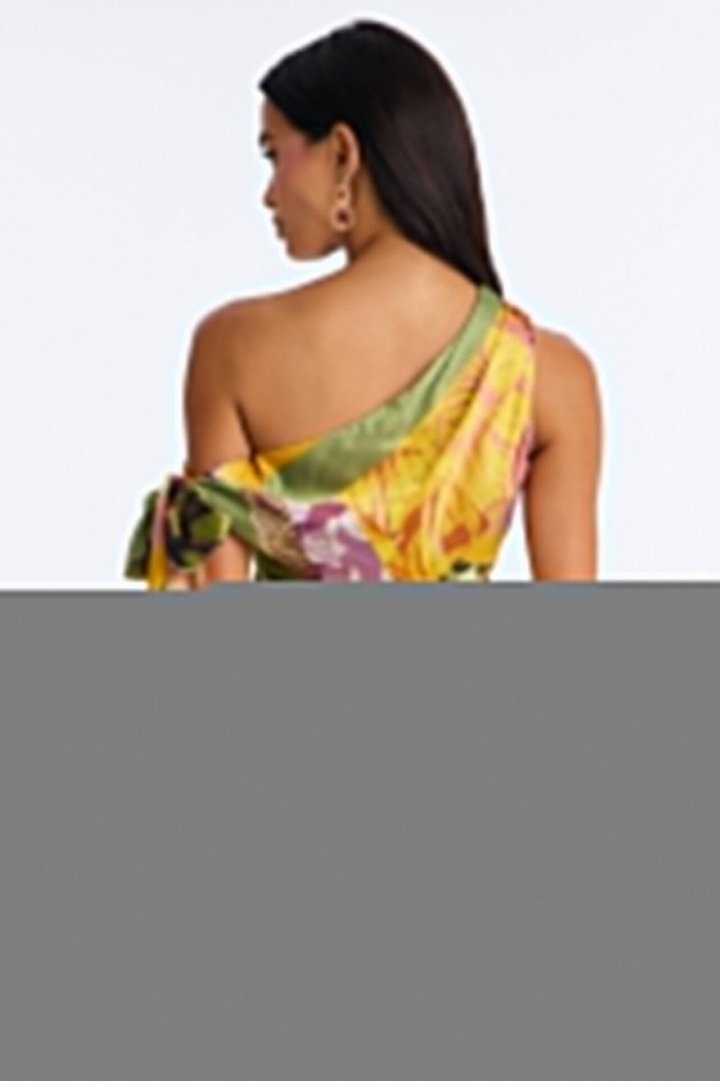Daydreams Tropical Satin Mini Dress - Yellow/combo