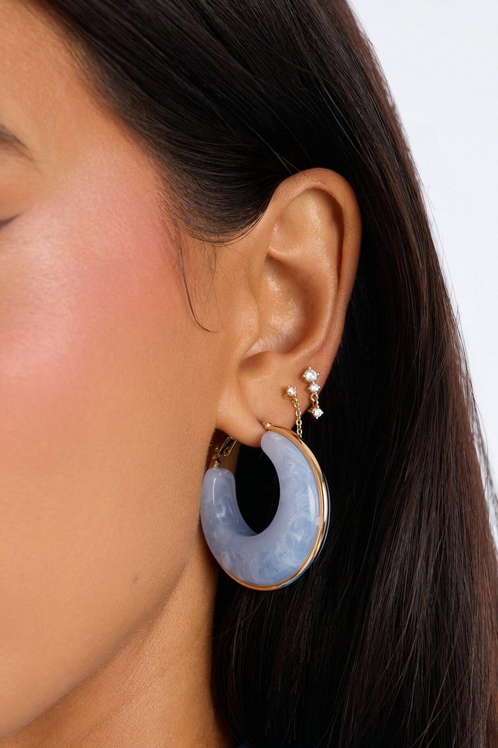 Calm Waters Jeweled Hoop Earrings - Blue
