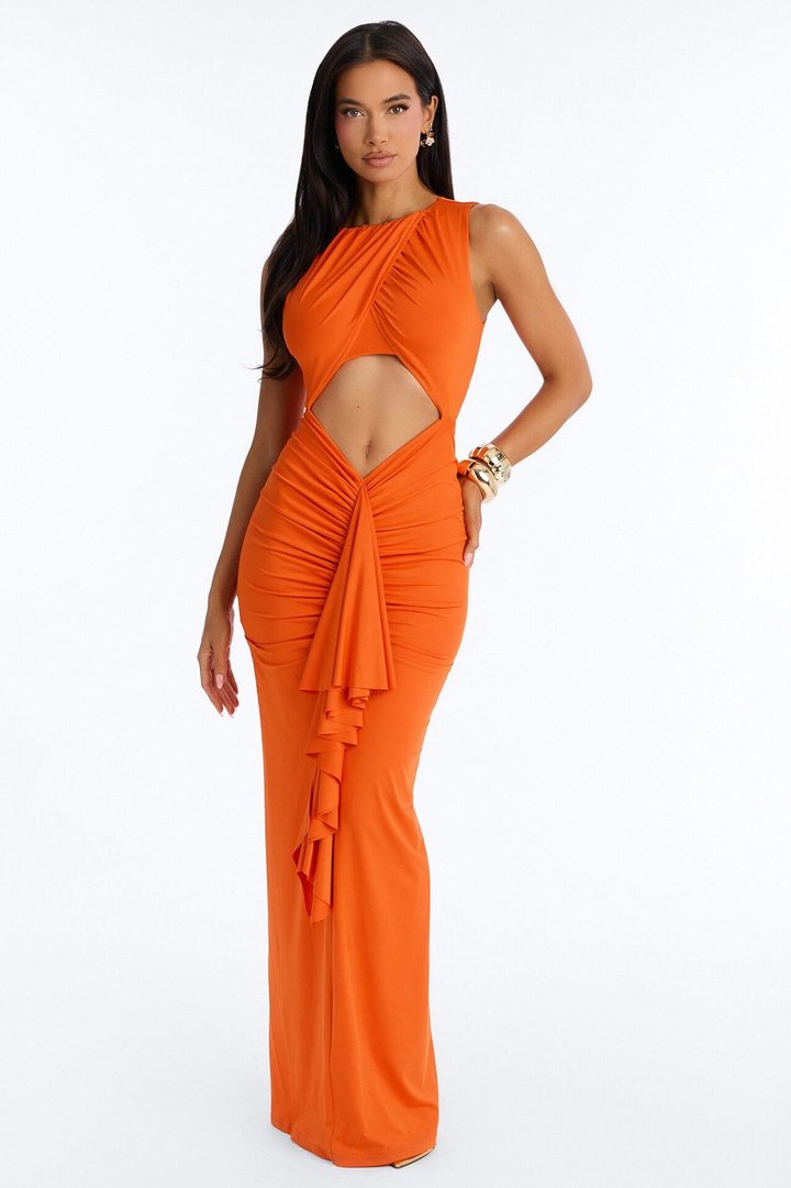 Can't Compare Cut Out Maxi Dress - Orange