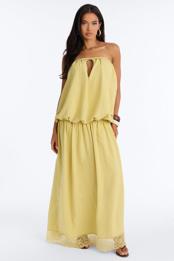 Just Having Fun Flowy Maxi Dress - Chartreuse