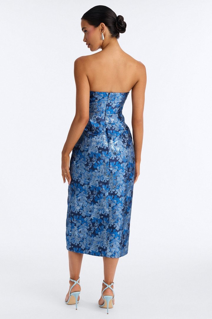 Amaria Jacquard Midi Dress - Navy/combo