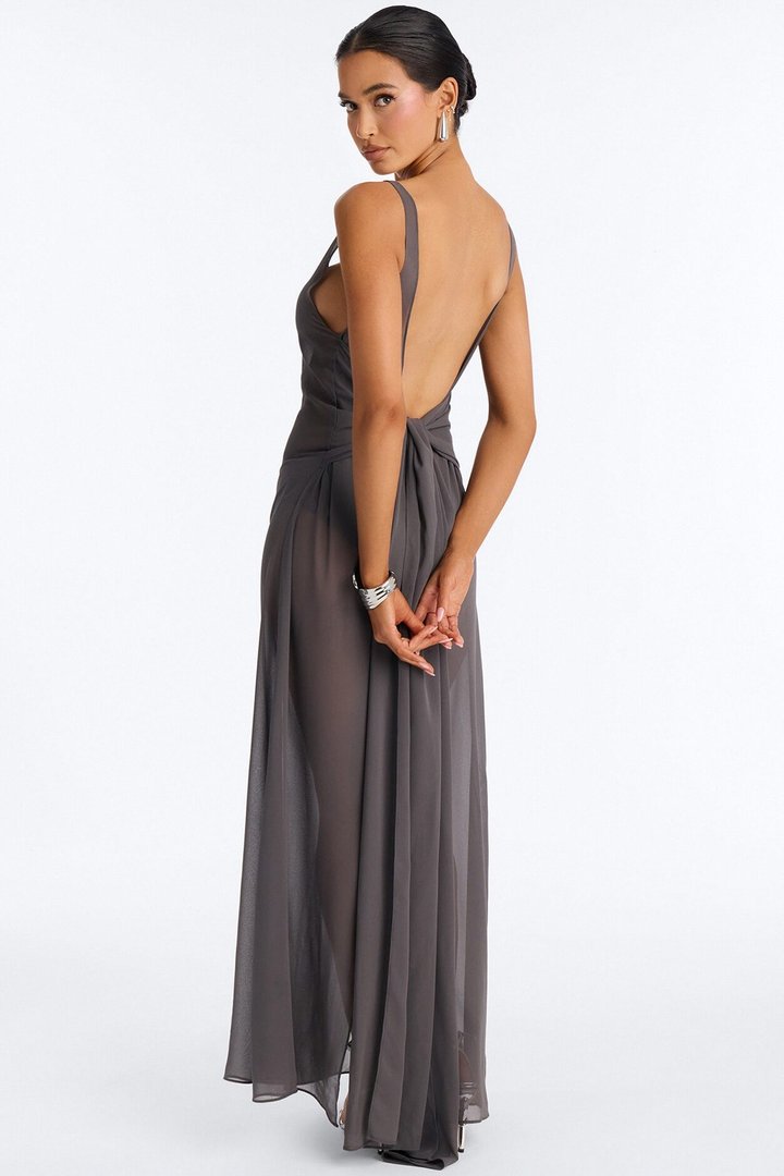 Can't Be Replaced Chiffon Maxi Dress - DarkGrey