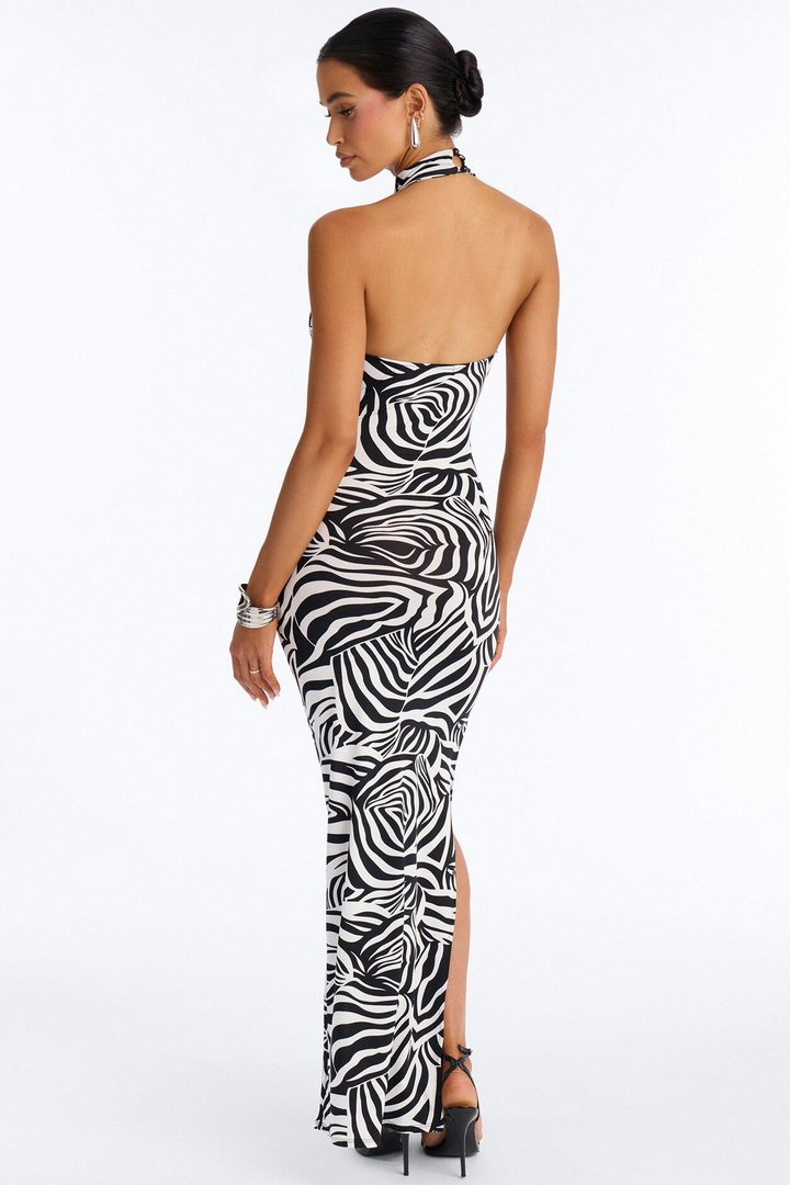 Blaze Halter Maxi Dress - Black/White