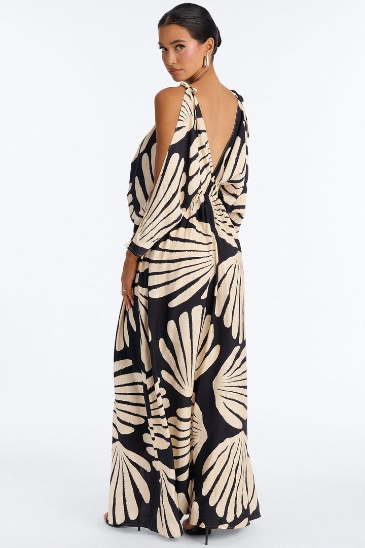 Laurel High Slits Maxi Dress - Black/combo