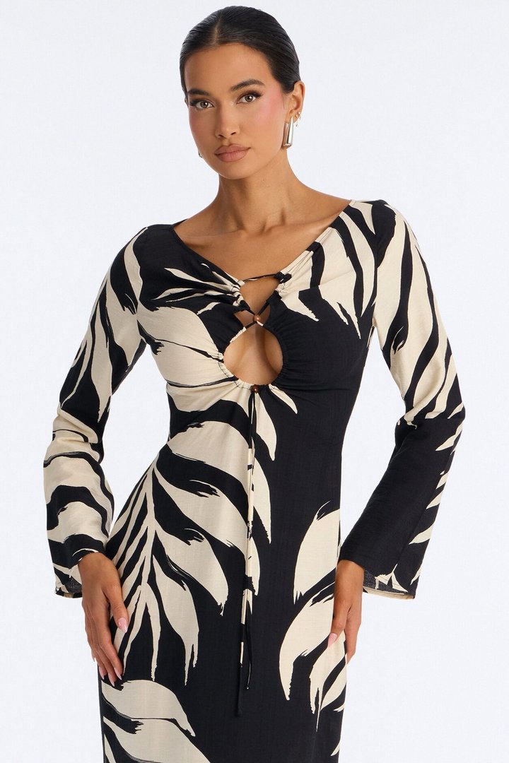 Tulum Days Linen Maxi Dress - Black/combo