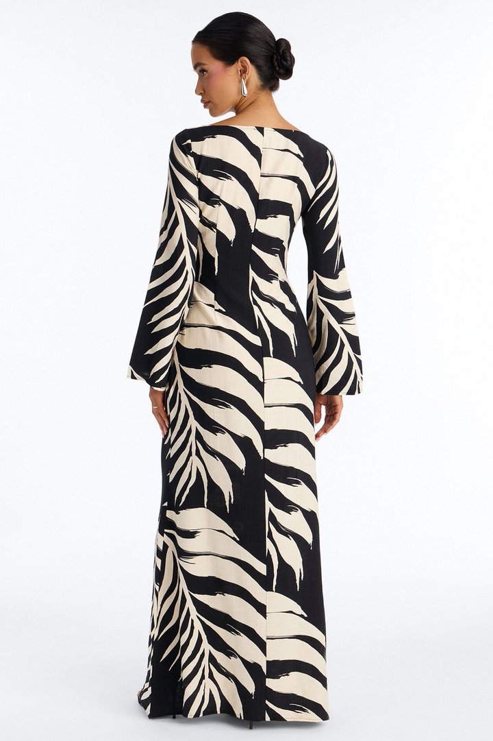 Tulum Days Linen Maxi Dress - Black/combo