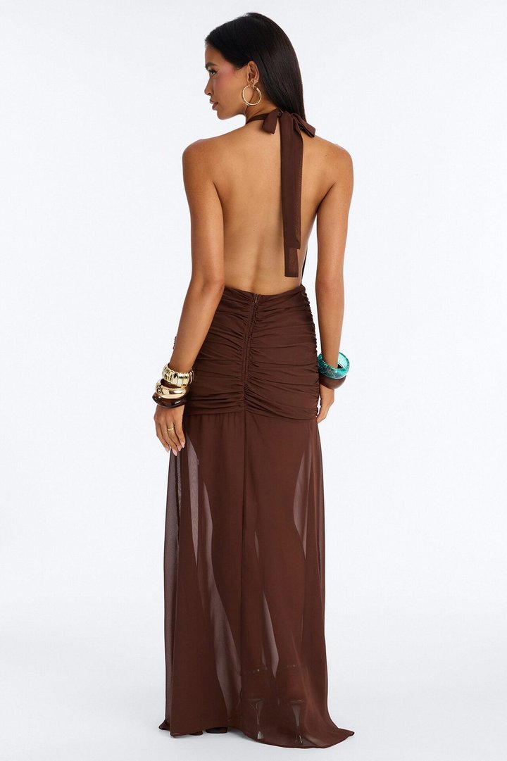 Lumi Rae Chiffon Maxi Dress - Brown