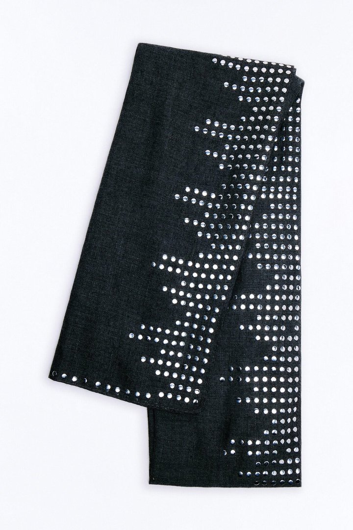 Born A Queen Studded Scarf - Grey