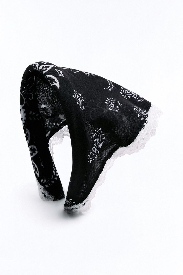 Milkshake Run Bandana Headband - Black/White