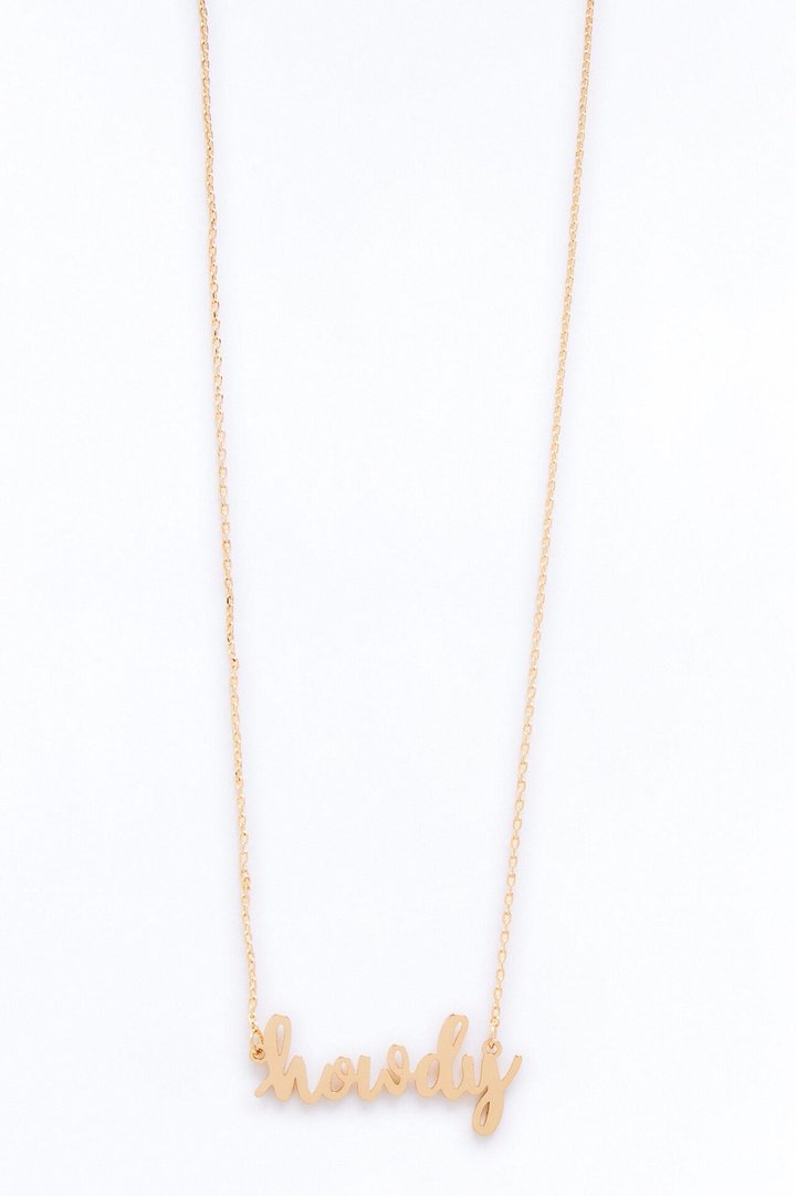 Howdy Pendant Necklace - Gold