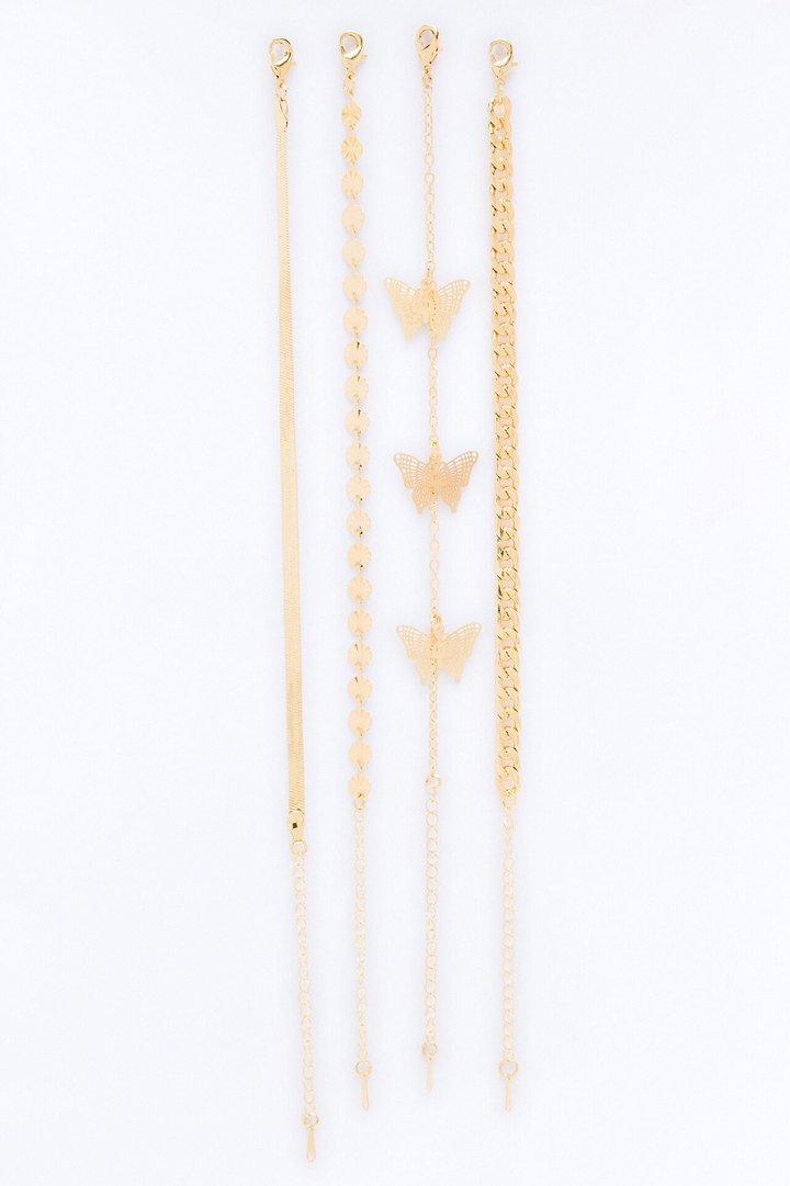Fly Baby Fly 4 Piece Anklet Set - Gold