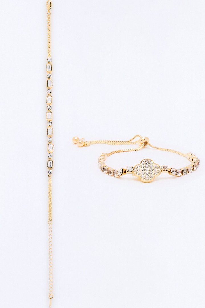 Riches In Life 2 Piece Anklet Set - Gold