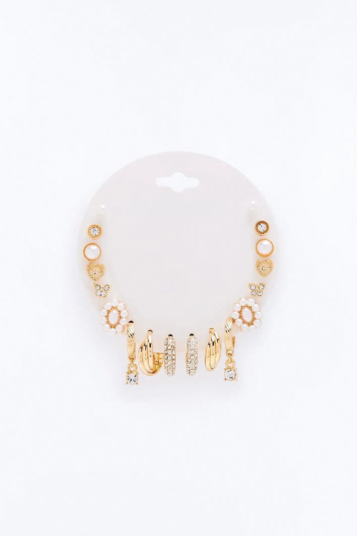 What's Your Vibe 9 Pair Multi Earring Set - Gold