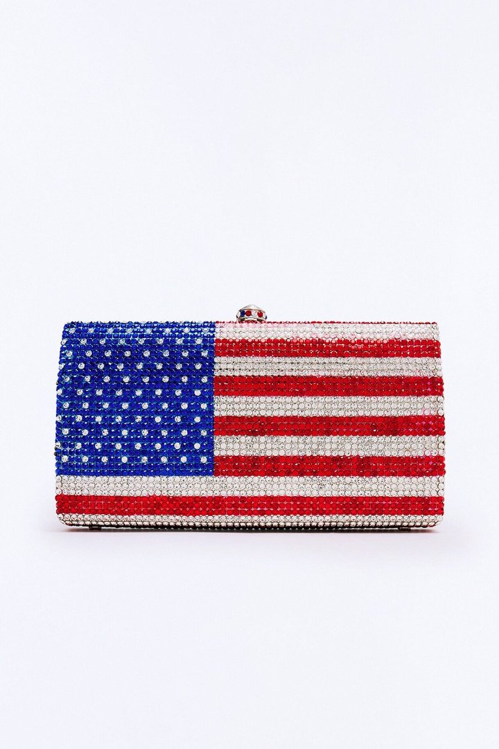 Star Spangled Shine Rhinestone Clutch - Red/combo