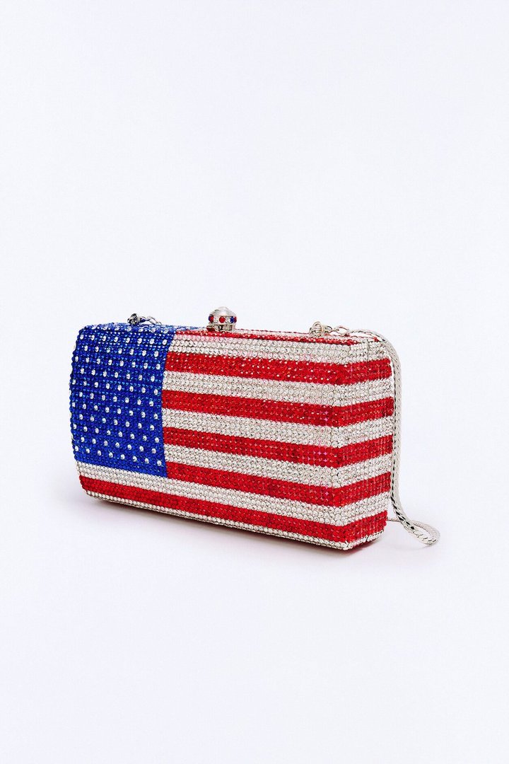 Star Spangled Shine Rhinestone Clutch - Red/combo