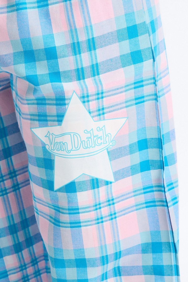 Von Dutch Plaid Star PJ Pant Set - Pink/combo