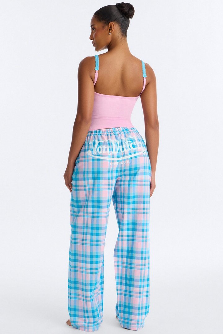 Von Dutch Plaid Star PJ Pant Set - Pink/combo